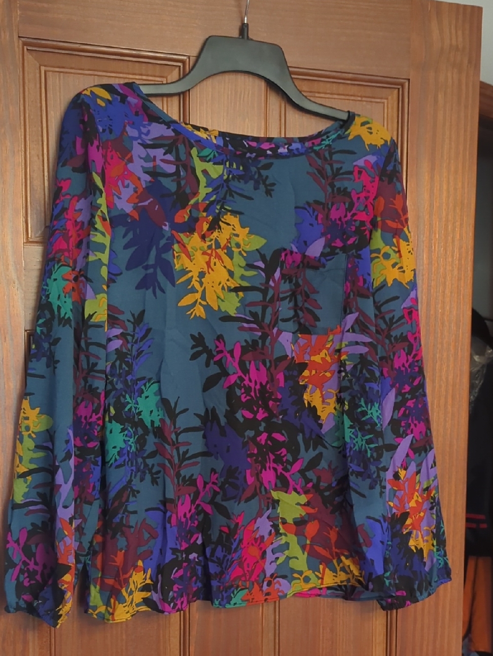 Cupio Purple Floral Print Top with Pink and Black Accents